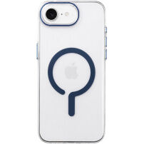 Transparentný kryt z tvrdého plastu s modrým MagSafe pre iPhone 16e / 17e - číry