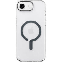Transparentný kryt z tvrdého plastu s sivým MagSafe pre iPhone 16e / 17e - číry