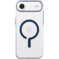Transparentný kryt z tvrdého plastu s modrým MagSafe pre iPhone Air - číry