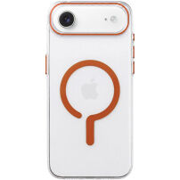 Transparentný kryt z tvrdého plastu s oranžovým MagSafe pre iPhone Air - číry
