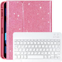 Trblietavé púzdro s klávesnicou a priestorom na Apple Pencil pre iPad 9,7" (2017/2018) / Air 1 / 2 / Pro 9,7" - ružové