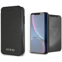 Guess Bundle puzdro a&nbsp;tvrdené sklo pre iPhone XR – čierne