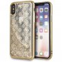 Guess originálny transparentný kryt s trblietkami pre iPhone X/XS – zlatý