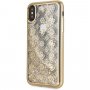 Guess originálny transparentný kryt s trblietkami pre iPhone X/XS – zlatý