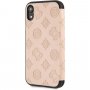 Guess Debossed Peony flipové puzdro pre iPhone XR – béžové
