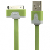 Plochý synchronizačný a&nbsp;nabíjací 30pin kábel pre iPhone / iPad / iPod – zelený