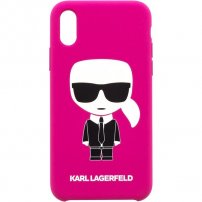 Karl Lagerfeld Body Iconic silikónový kryt pre iPhone XS Max – fuksiový